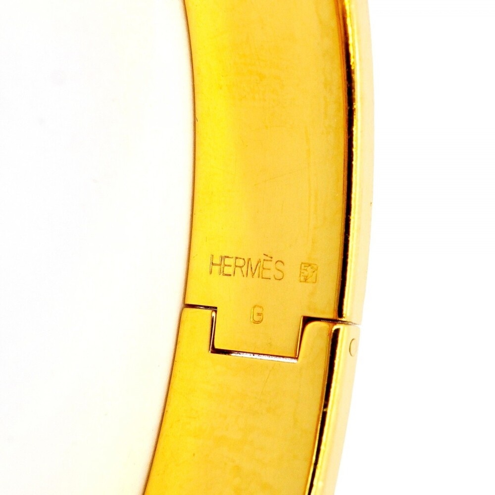 Hermes Click-Clack PM Bangle, GP Plated Gold, Orange, Women's - Picture 5 of 8